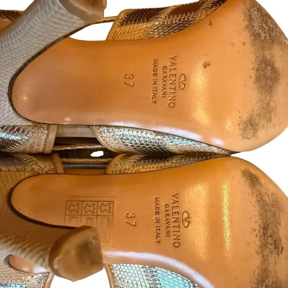 Valentino Garavani Metallic Leather/ Suede Patchwork Pumps EU 37 US 7